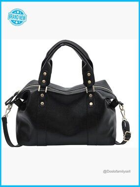 Vegan Leather Tote Satchel Shoulder Bag Travel Purse with Compartments